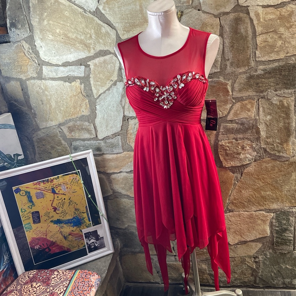 Reign On Red Sleeveless Embellished Dress